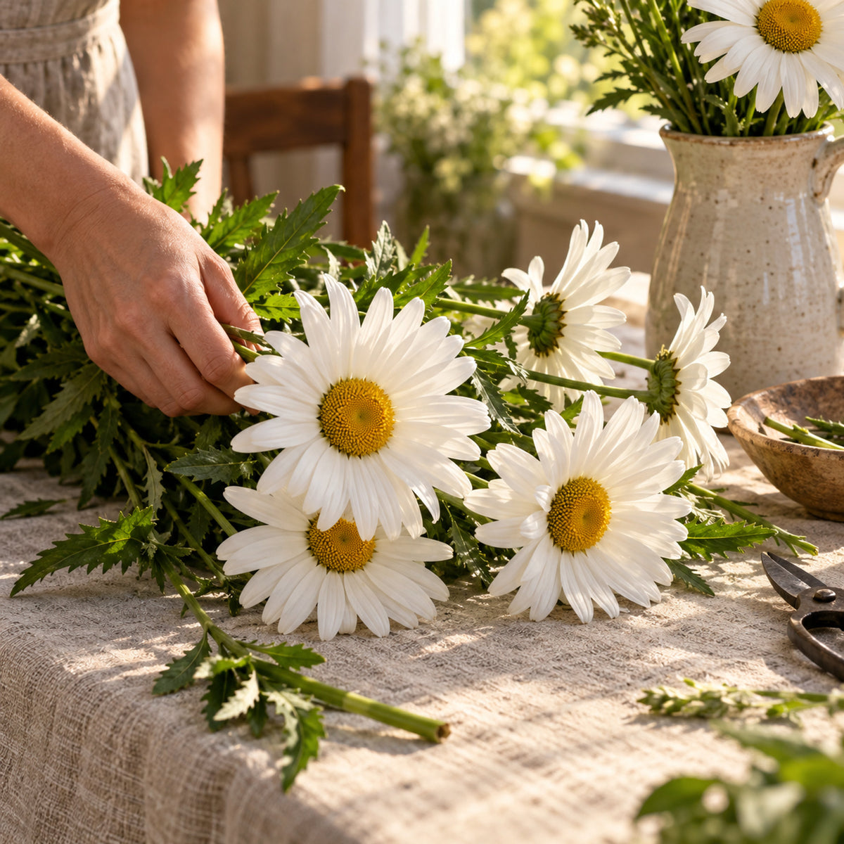 Alaska Shasta Daisy Seeds harvest up close