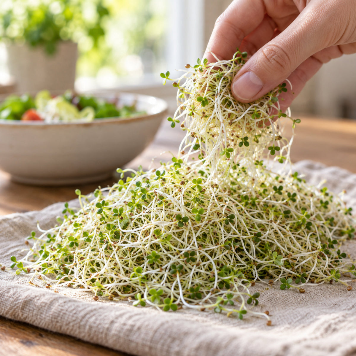 Alfalfa Sprouting Seeds harvest up close
