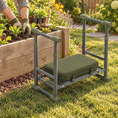 Aluminum Garden Kneeler and Seat in use in a home garden