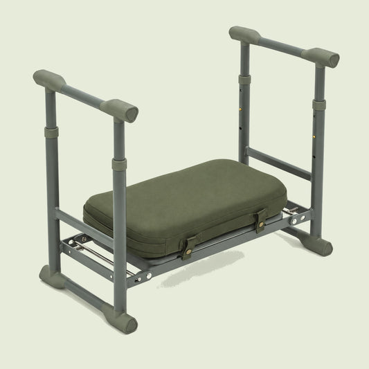 Aluminum Garden Kneeler and Seat on a soft green background