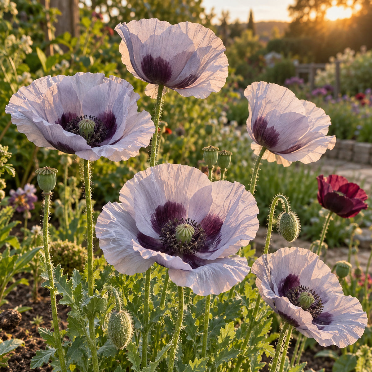 Amazing Grey Corn Poppy Seeds growing in a home garden