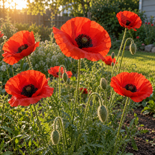American Legion Corn Poppy Seeds growing in a home garden
