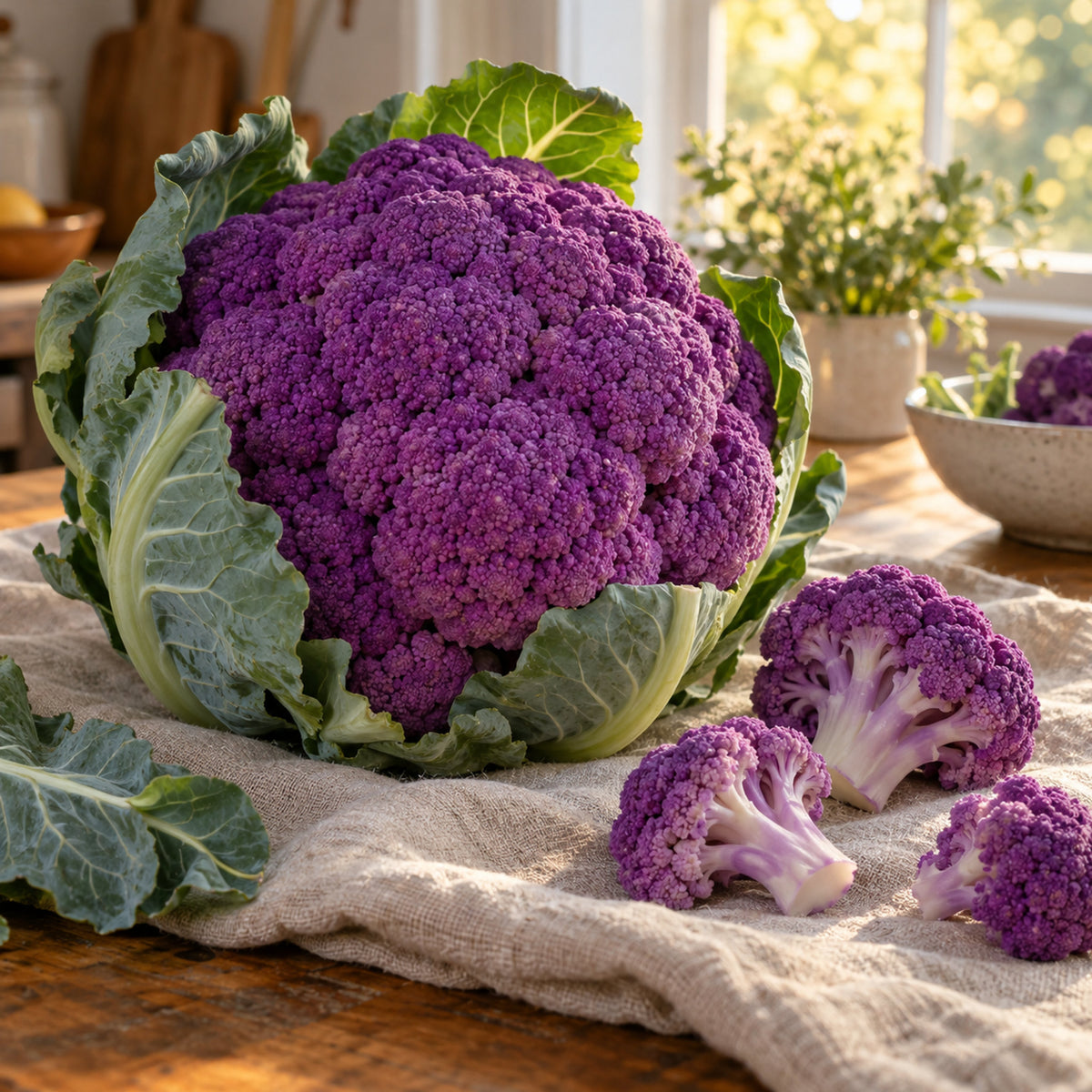 Amethyst Cauliflower Seeds harvest up close