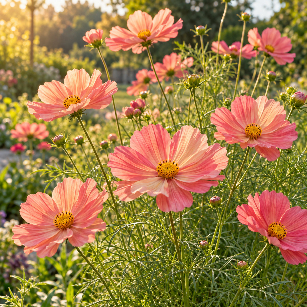 Apricotta Cosmos Seeds growing in a home garden