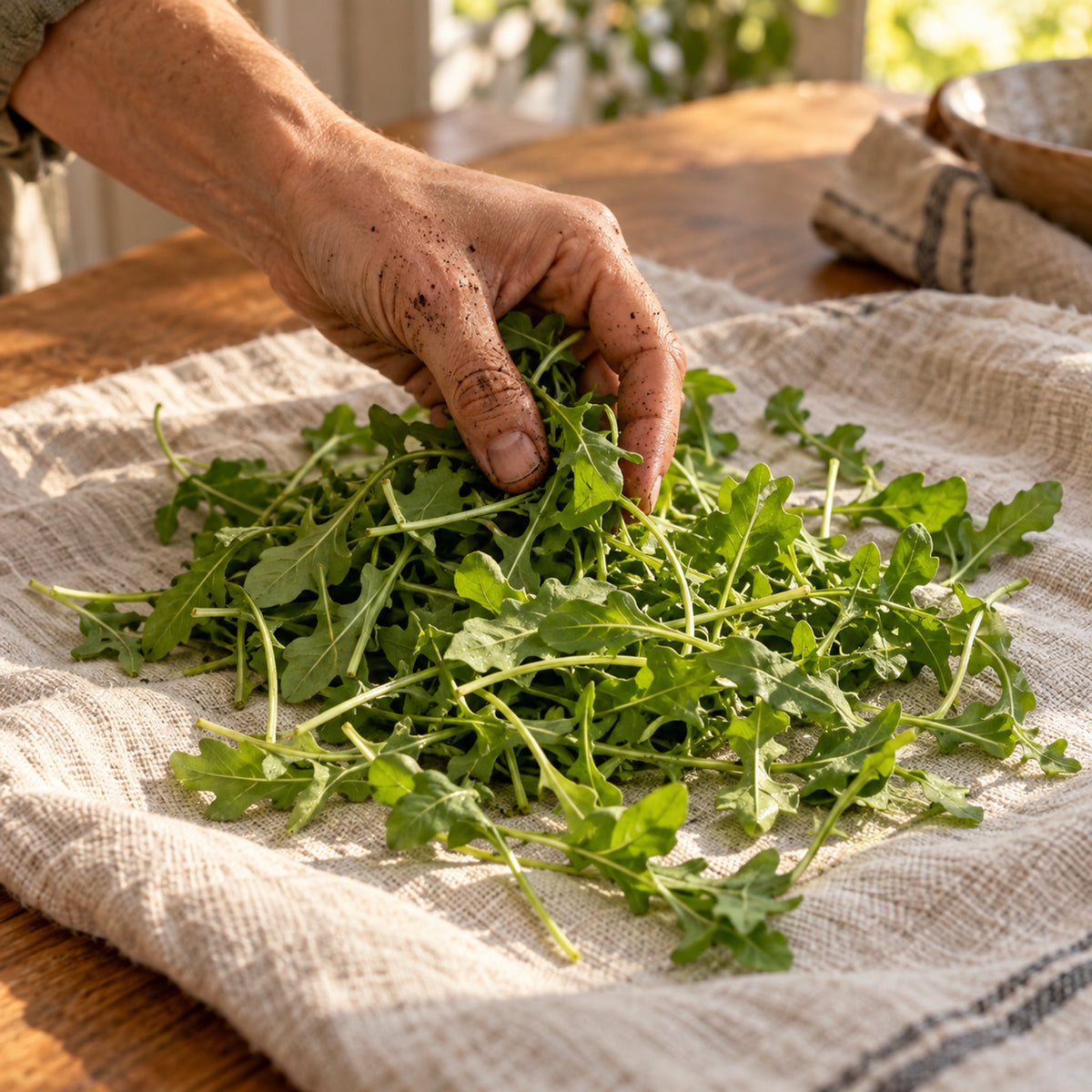 Arugula Baby Greens Seeds harvest up close