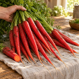 Atomic Red Carrot Seeds harvest up close