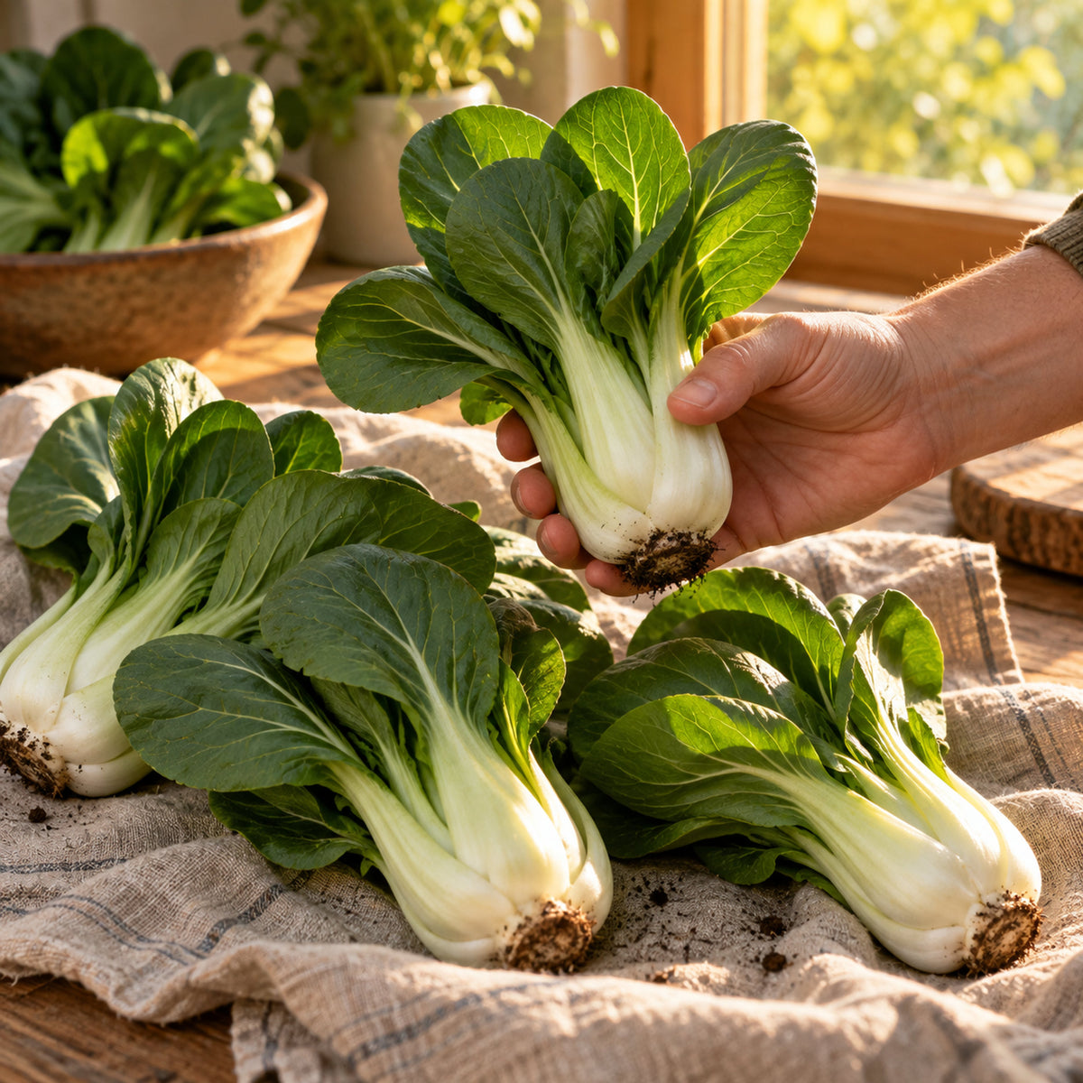 Baby Choi Bok Choy Seeds harvest up close