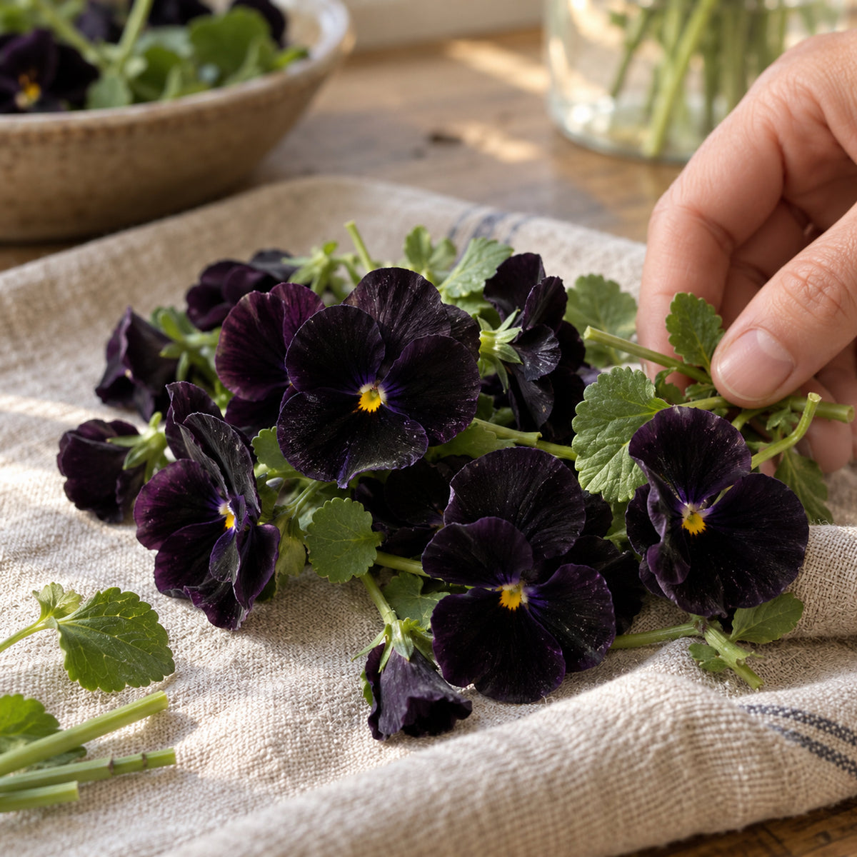 Back To Black Viola Seeds harvest up close