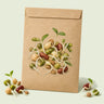 Kraft seed packet illustrated with Bean Mix Sprouting, with fresh Bean Mix Sprouting beside it