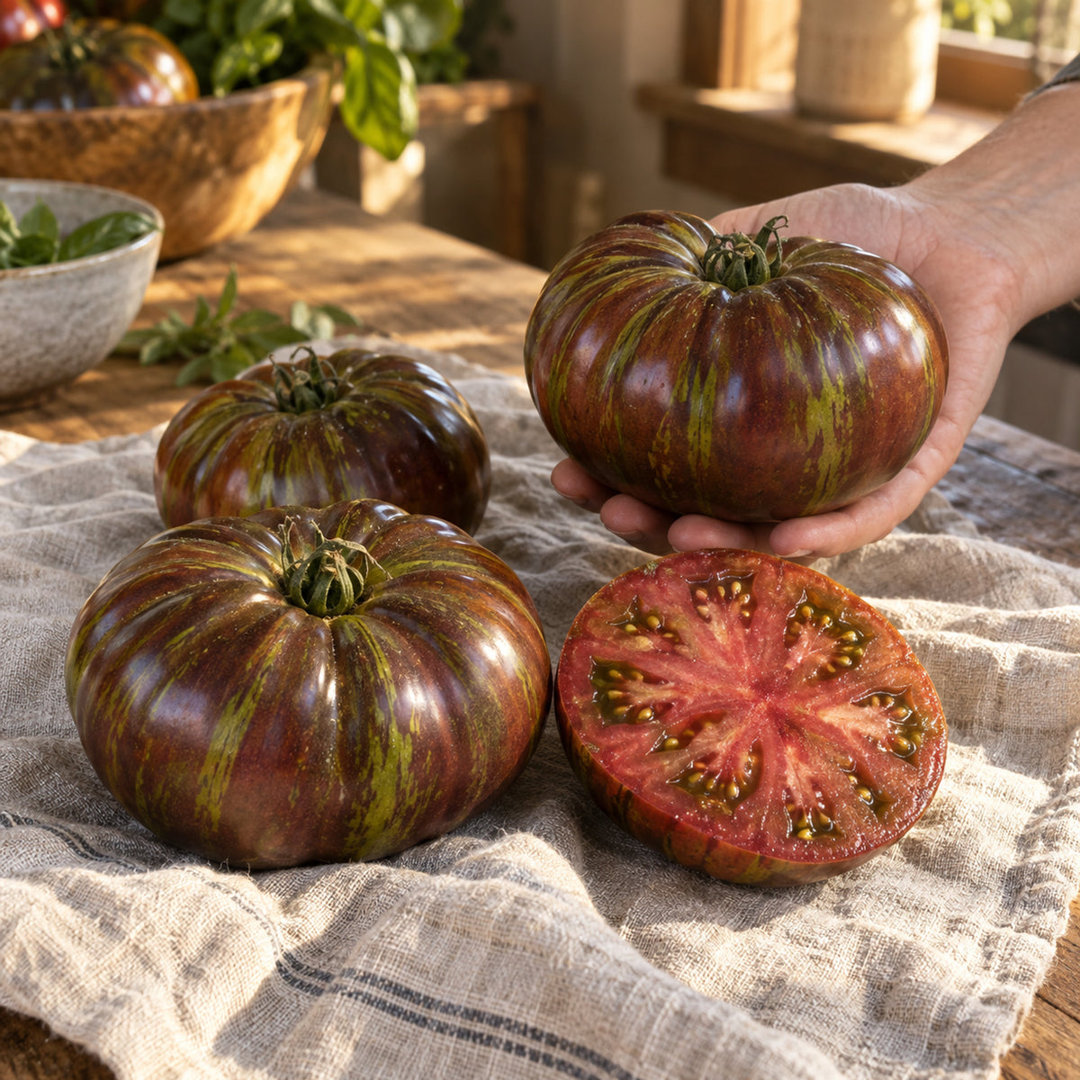 Beefy Purple Bush Tomato Seeds harvest up close