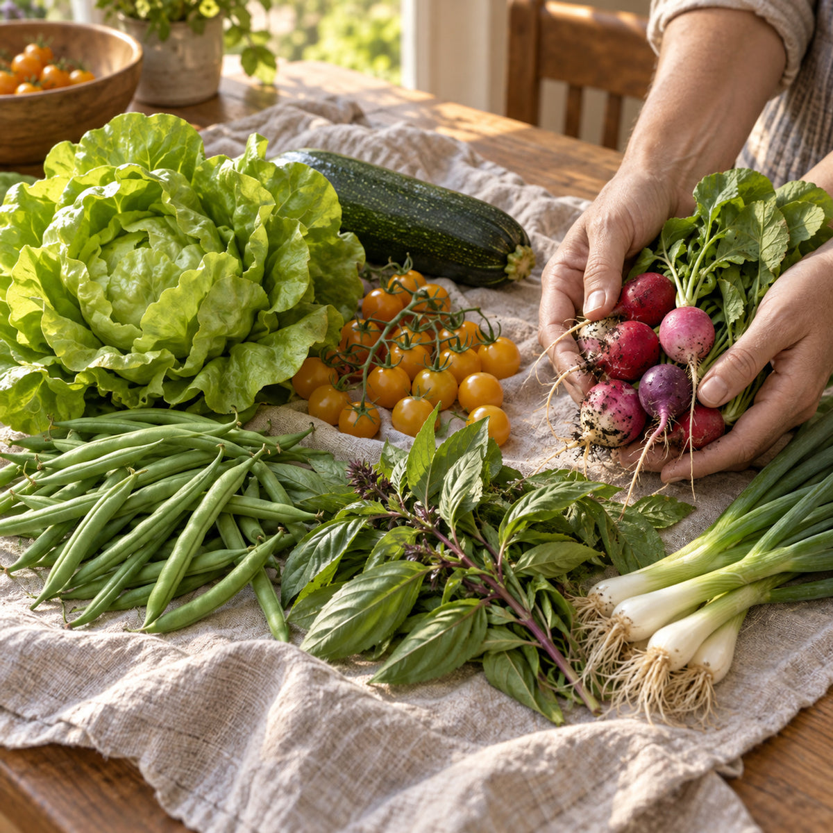 Beginner Vegetable and Herb Seed Pack harvest up close