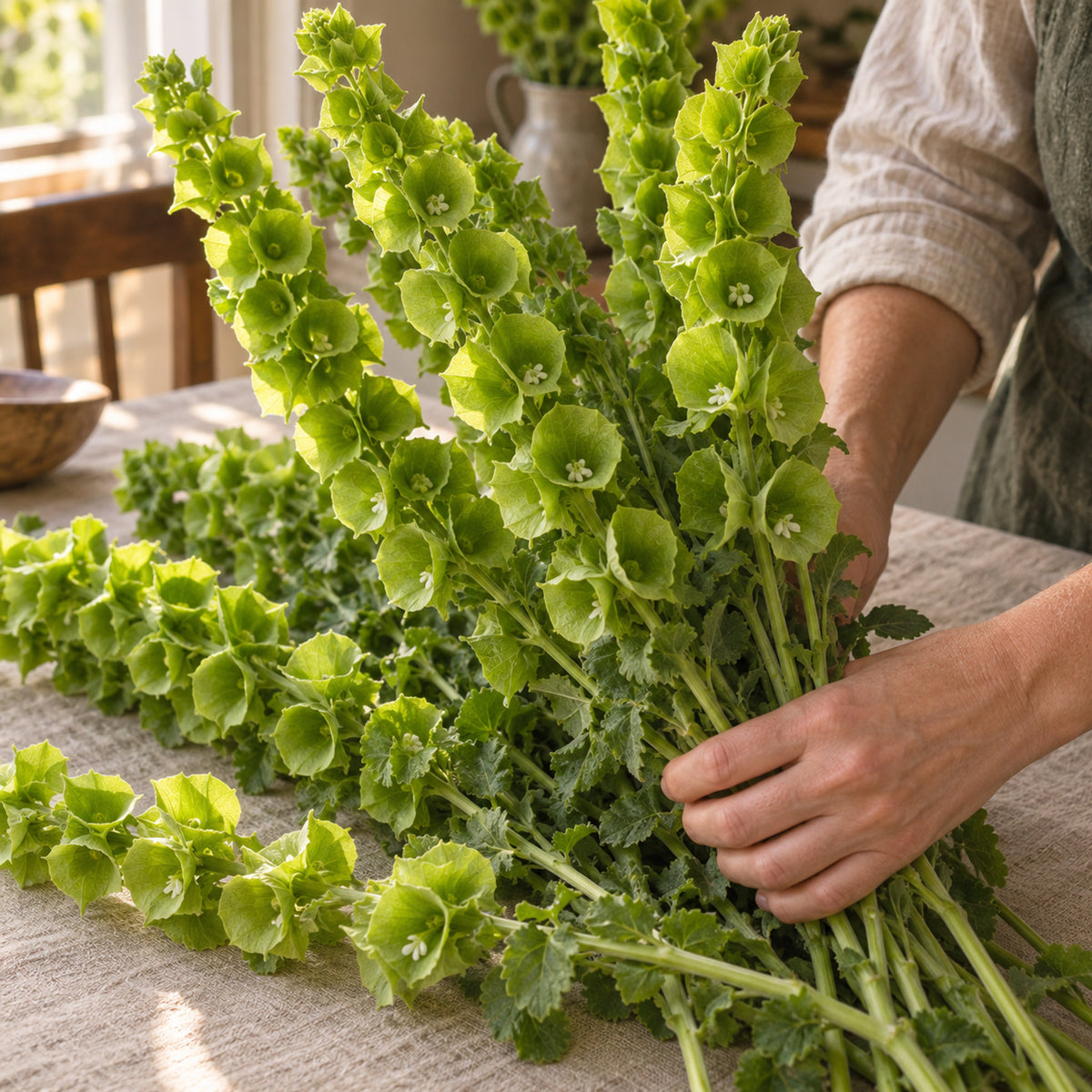 Bells of Ireland Flower Seeds harvest up close