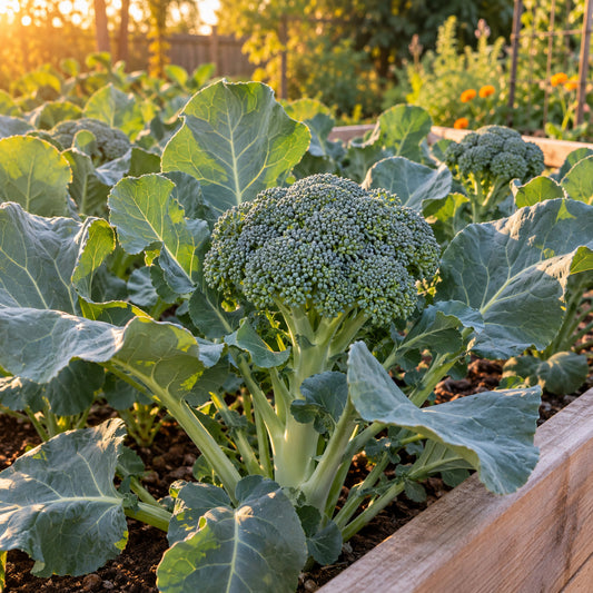 Belstar Broccoli Seeds growing in a home garden