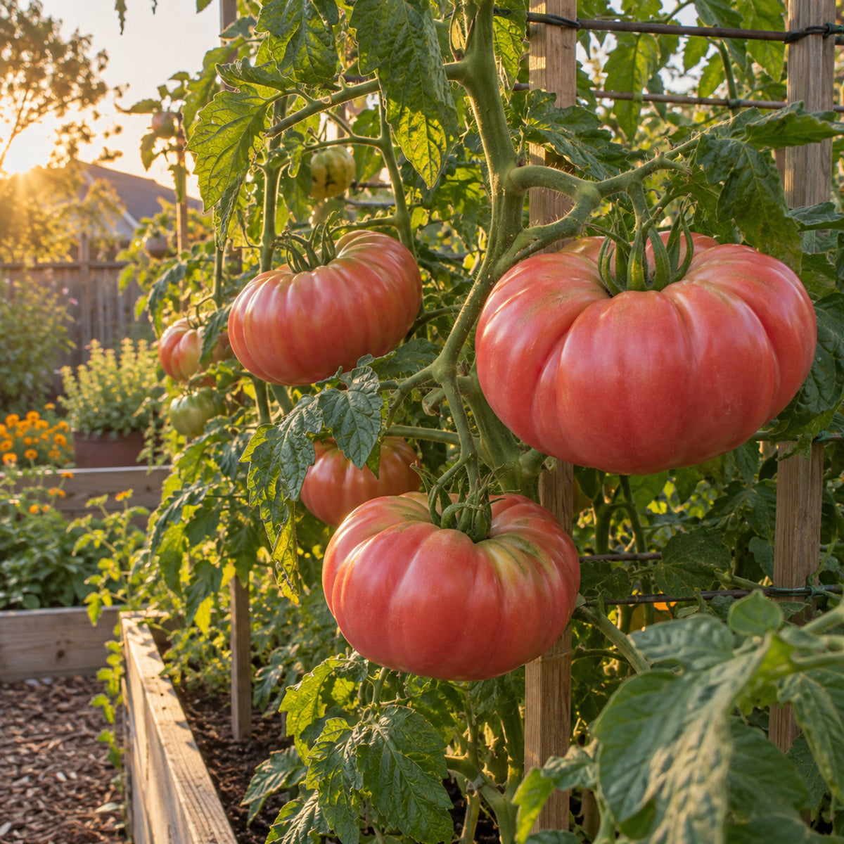 Big Brandy Pole Tomato Seeds growing in a home garden