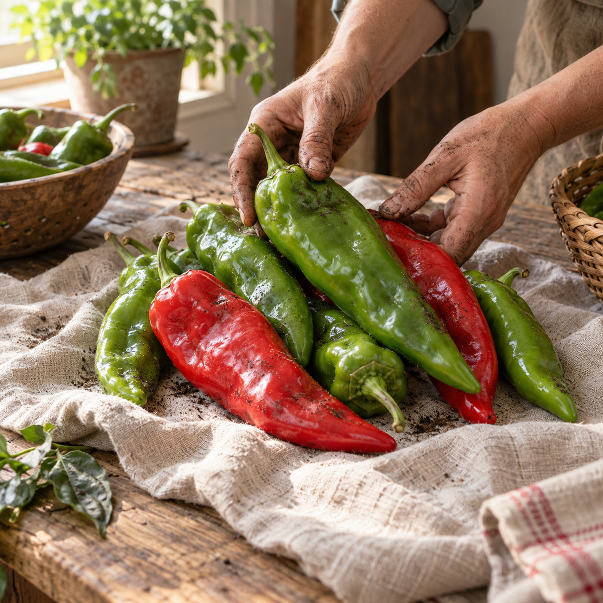 Big Jim New Mexico Chile Pepper Seeds harvest up close