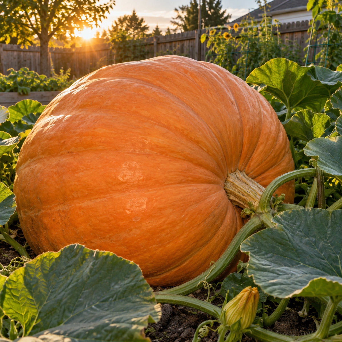 Big Max Pumpkin Seeds growing in a home garden