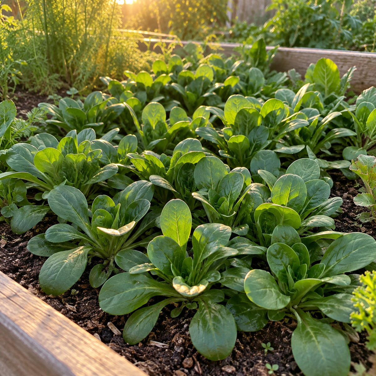 Big Seeded M?che Seeds growing in a home garden
