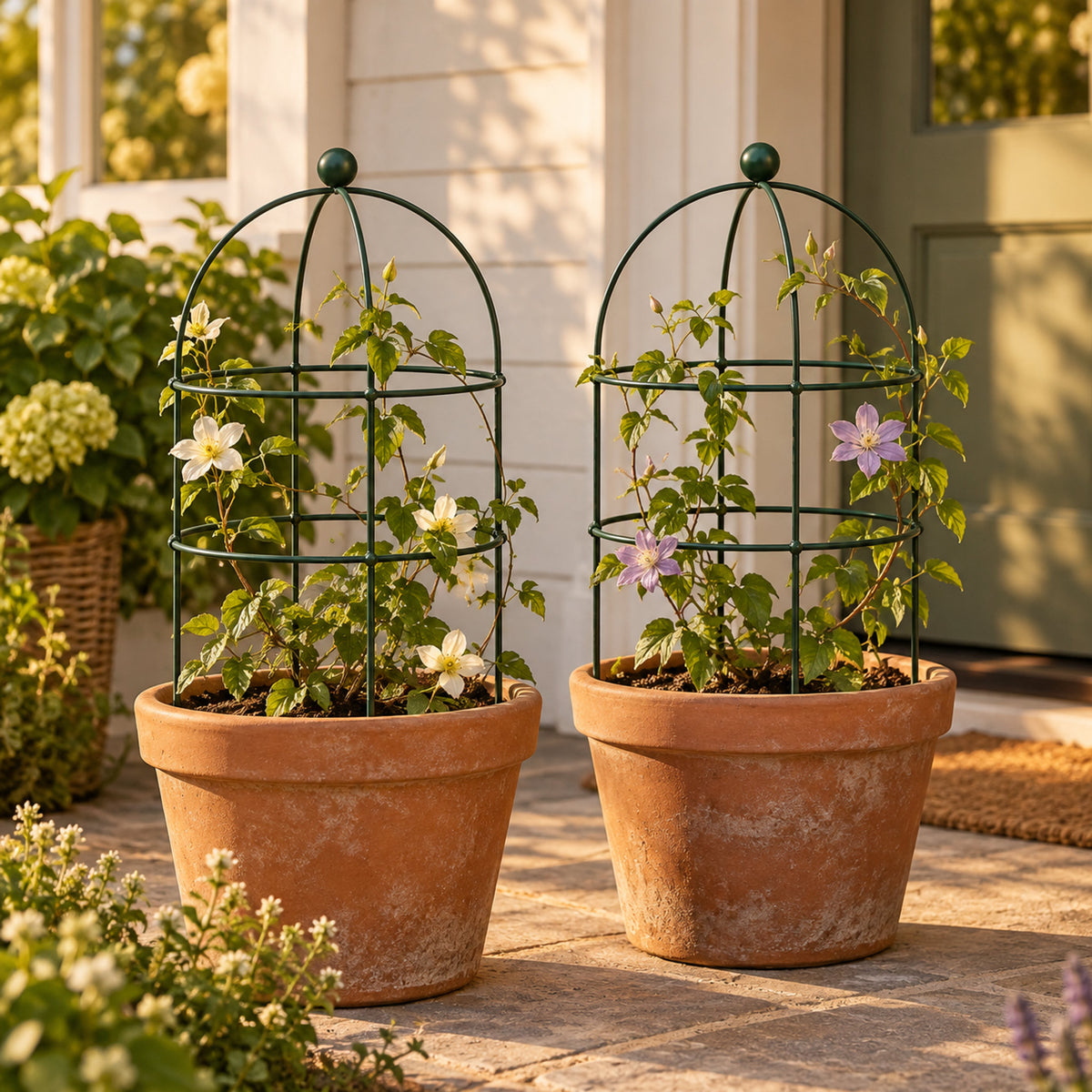Birdcage Plant Trellis, 2 Pack in use in a home garden