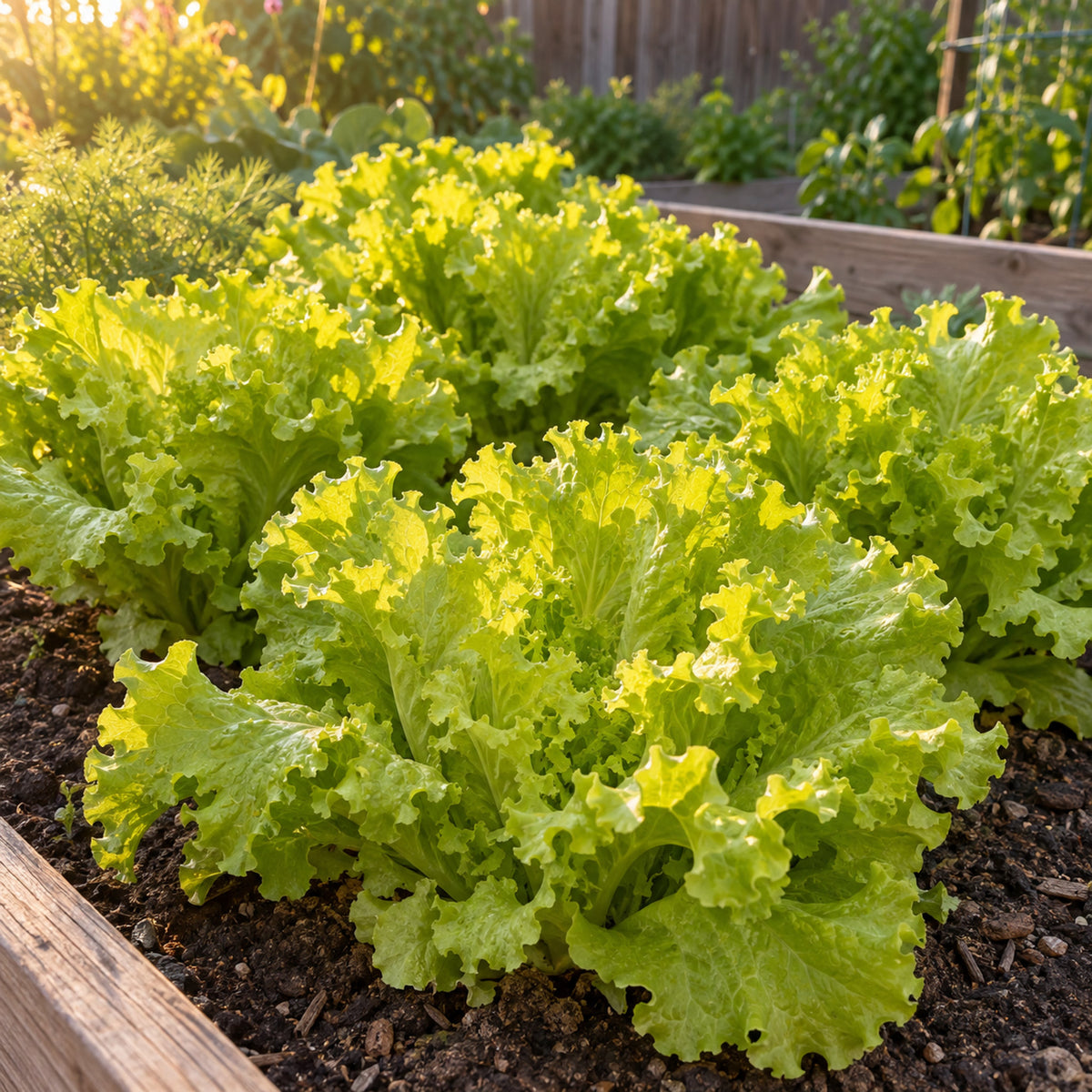 Black Seeded Simpson Lettuce Seeds growing in a home garden