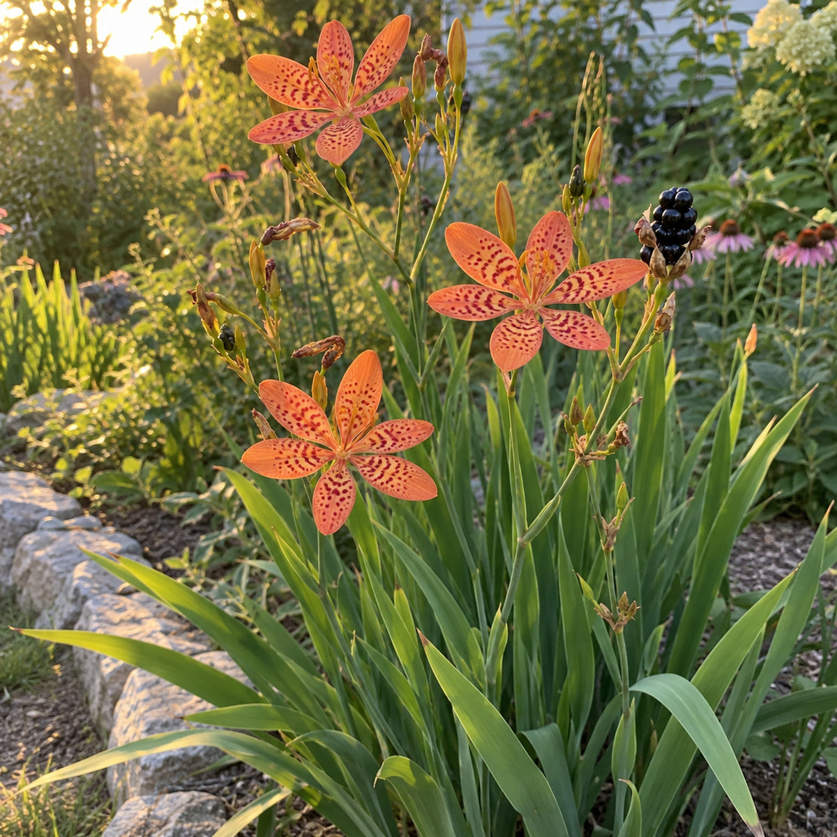 Blackberry Lily Seeds growing in a home garden