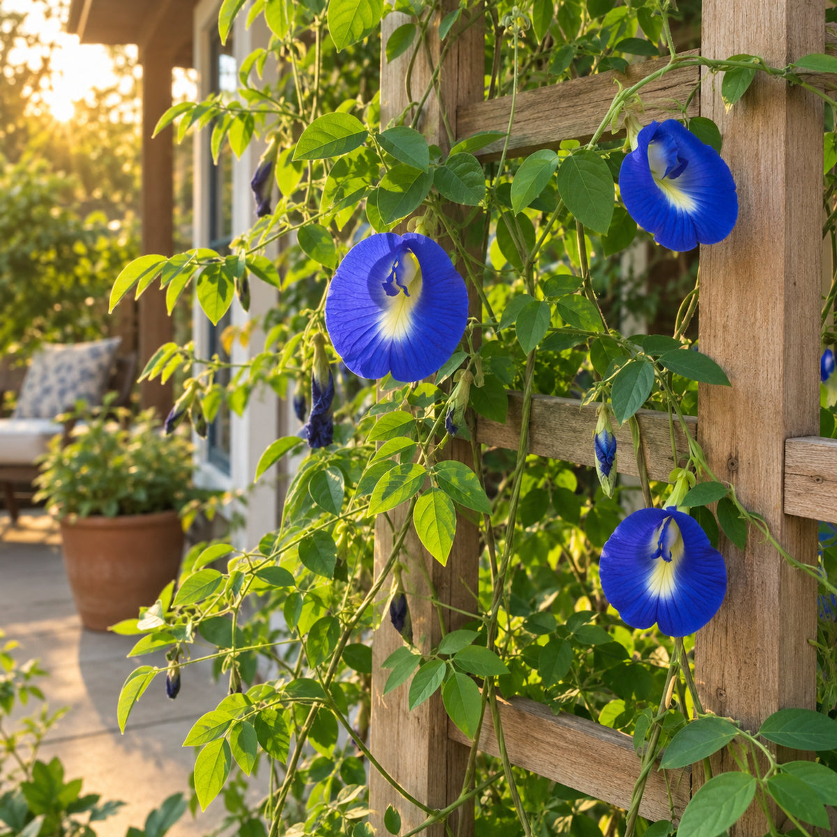 Blue Butterfly Pea Seeds growing in a home garden