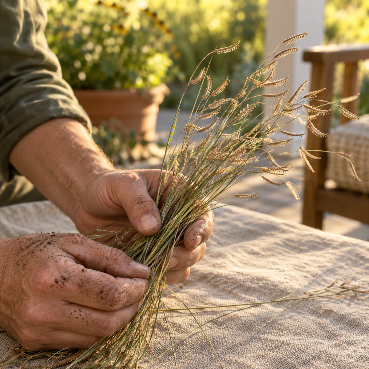 Blue Grama Grass Seeds harvest up close