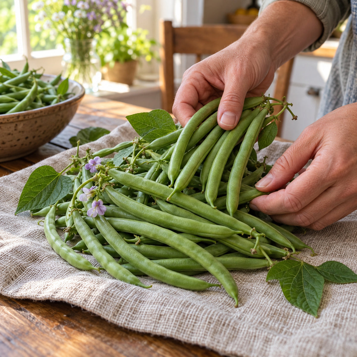 Blue Lake 274 Green Bush Bean Seeds harvest up close