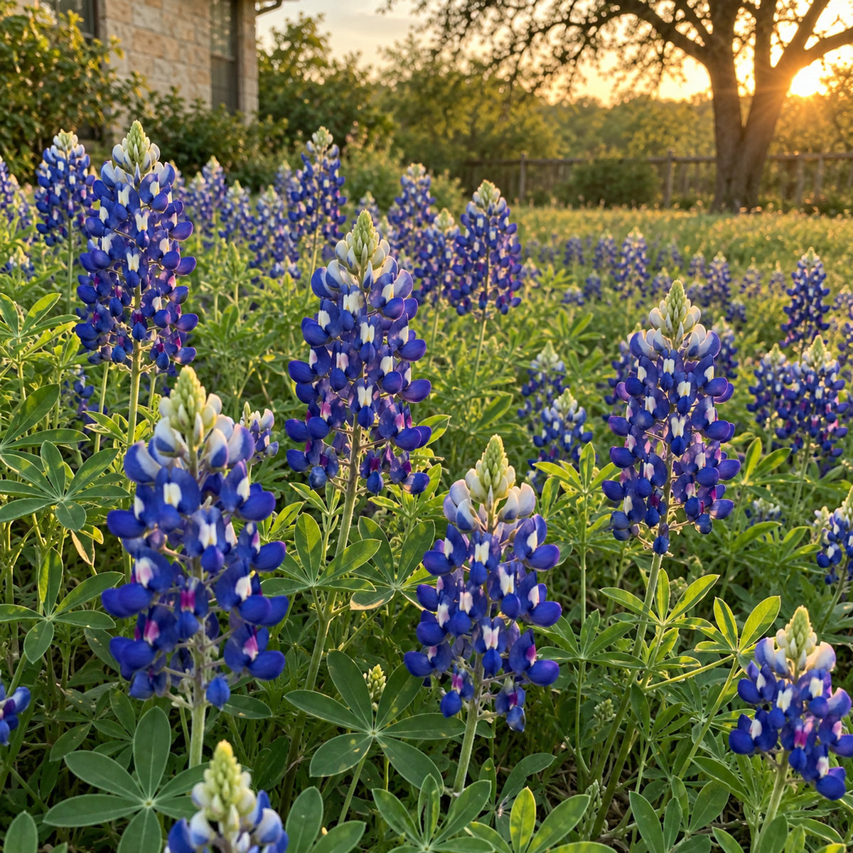 Bluebonnet Seeds growing in a home garden