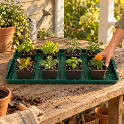 Bottom Watering Tray, 10 x 20 Inches in use in a home garden