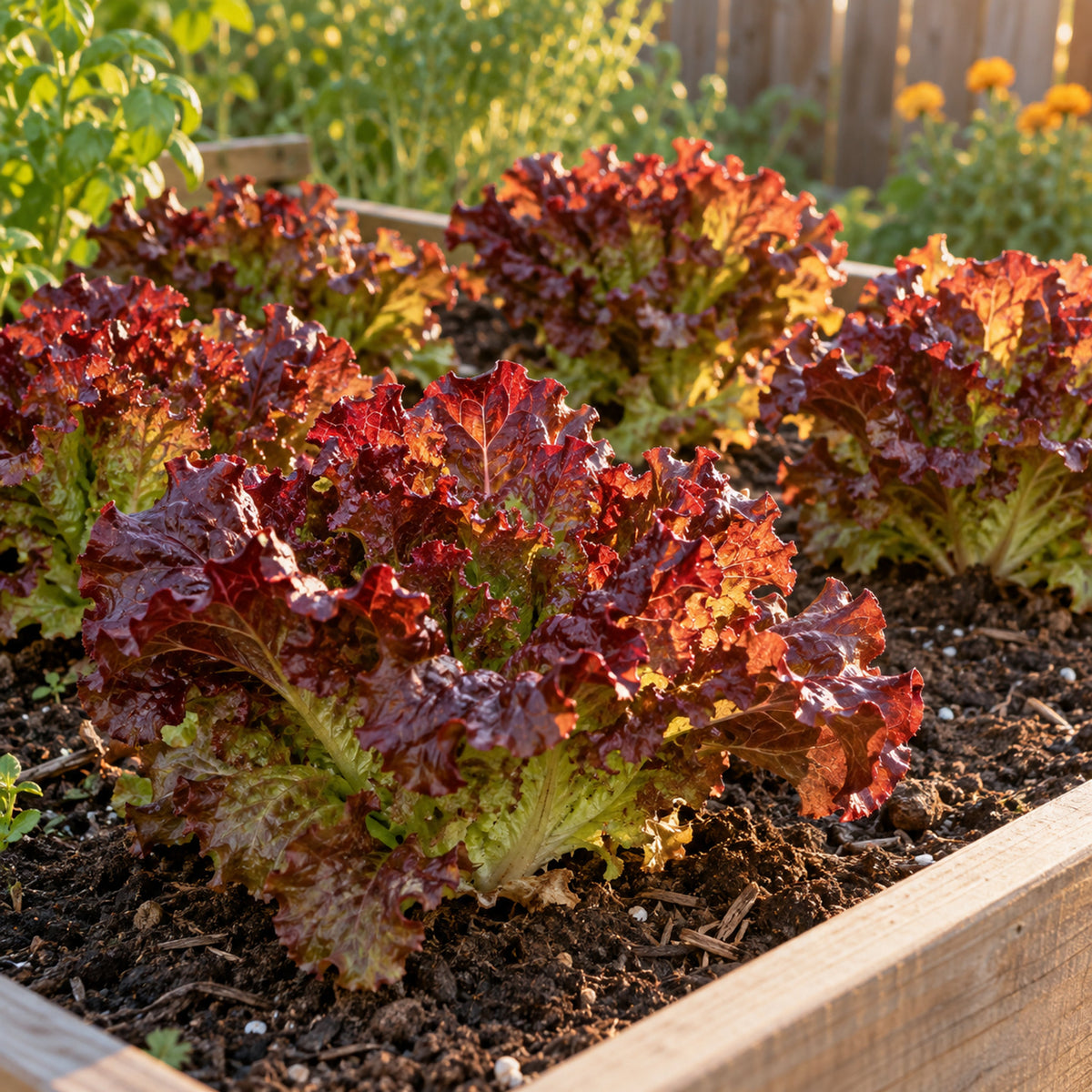 Brentwood Leaf Lettuce Seeds growing in a home garden