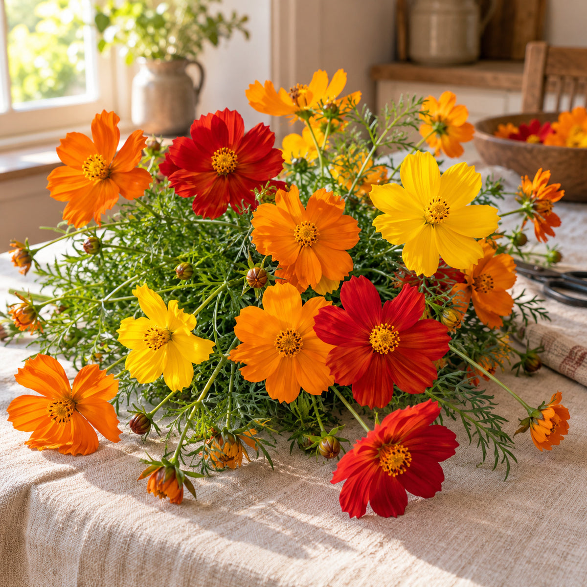 Bright Lights Blend Cosmos Seeds harvest up close