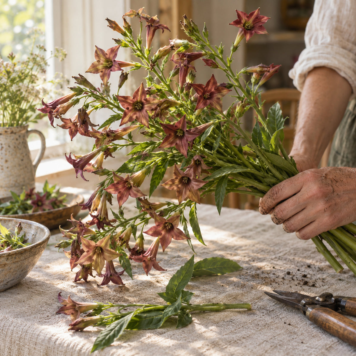 Bronze Queen Nicotiana Seeds harvest up close
