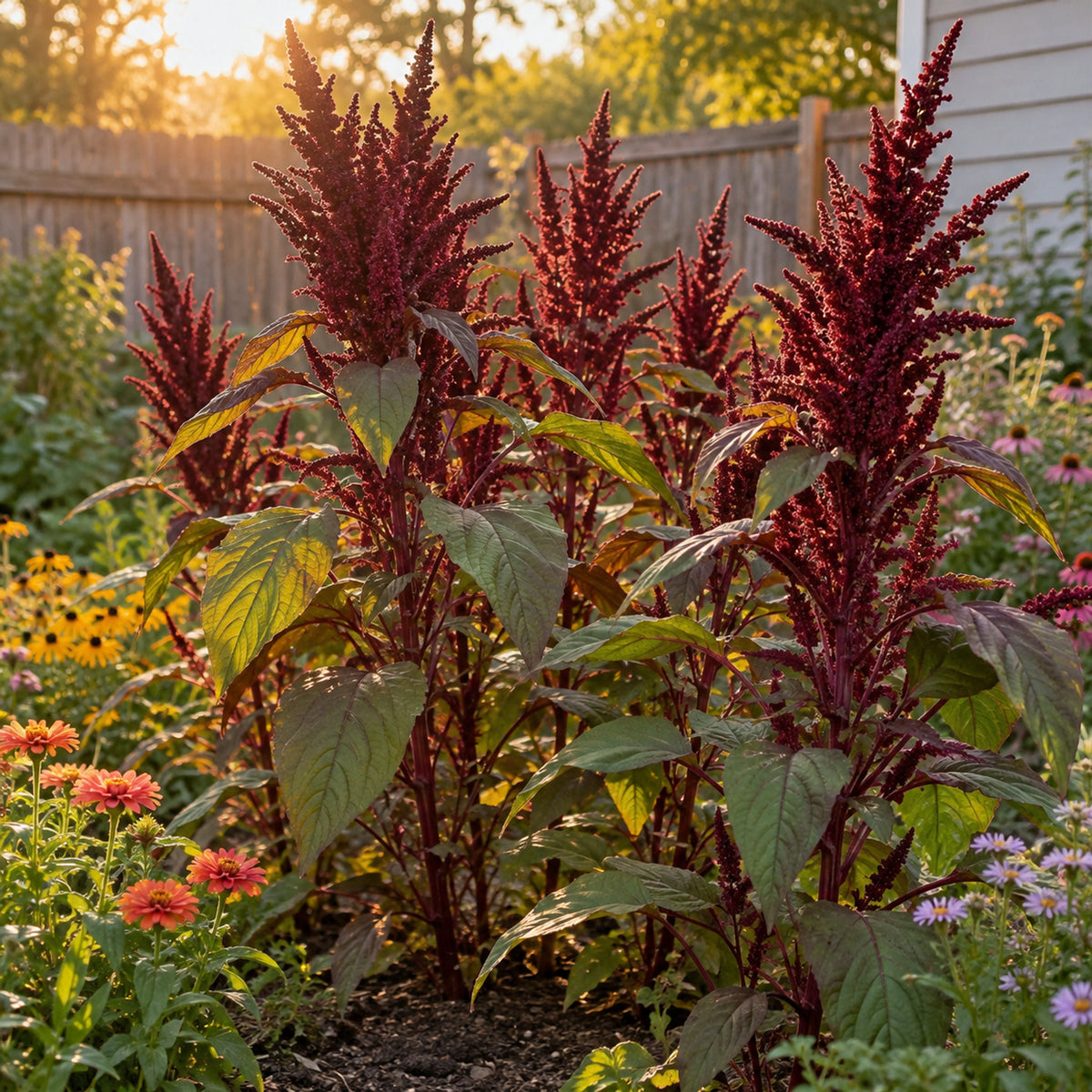 Burgundy Amaranth Seeds growing in a home garden