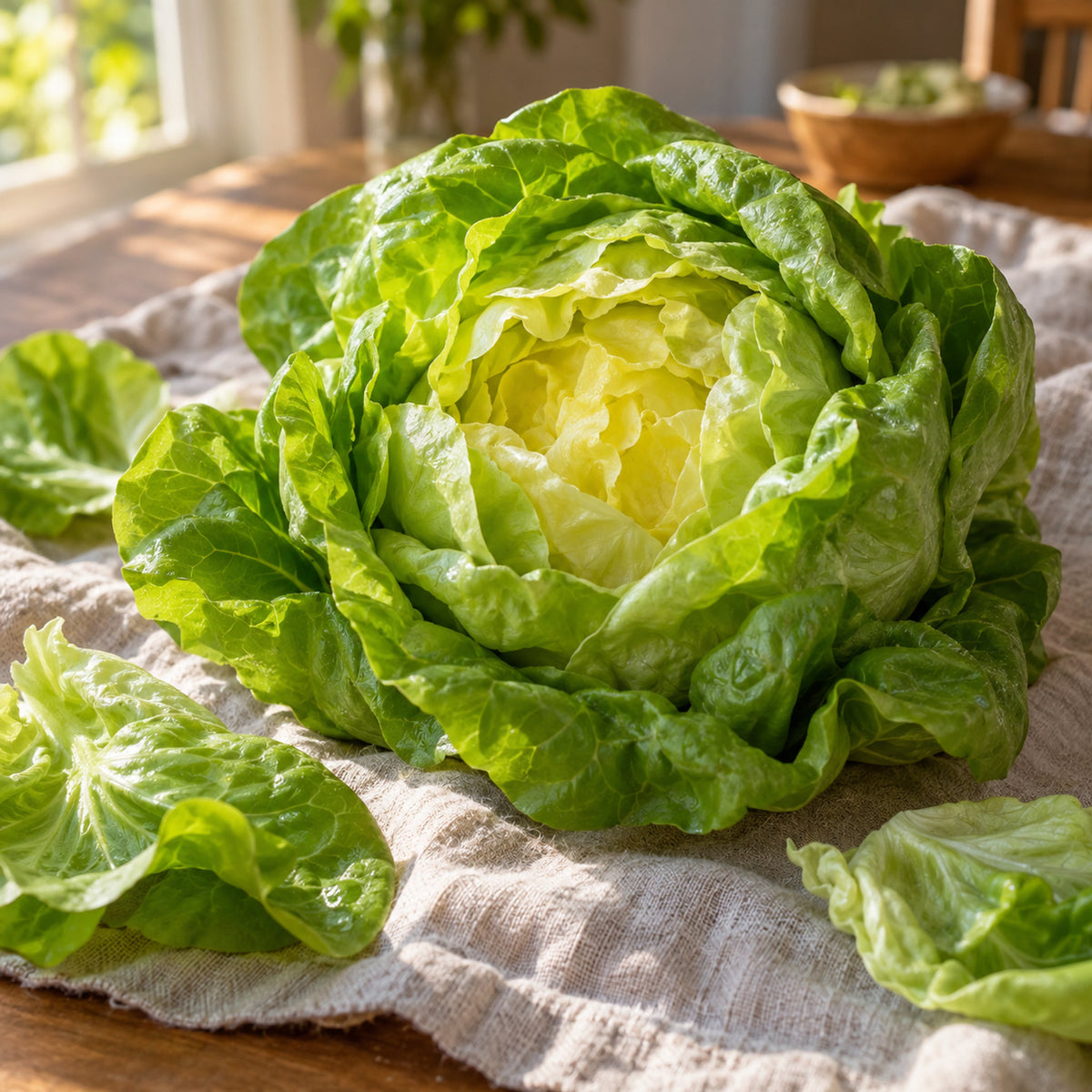 Buttercrunch Butterhead Lettuce Seeds harvest up close