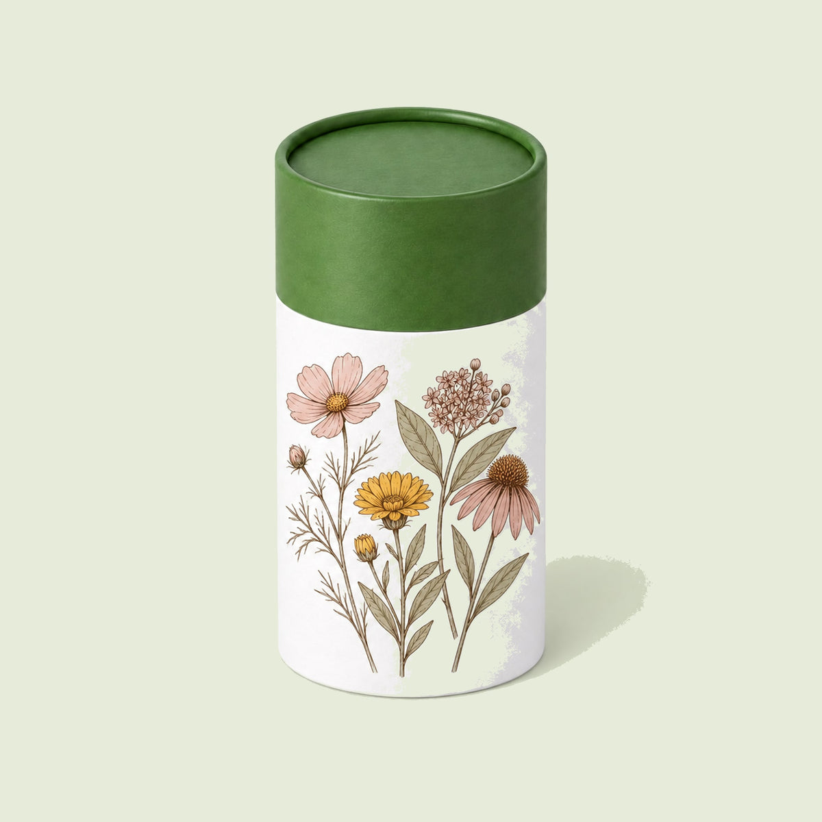 Butterfly Flower Mix Seed Shaker on a soft green background