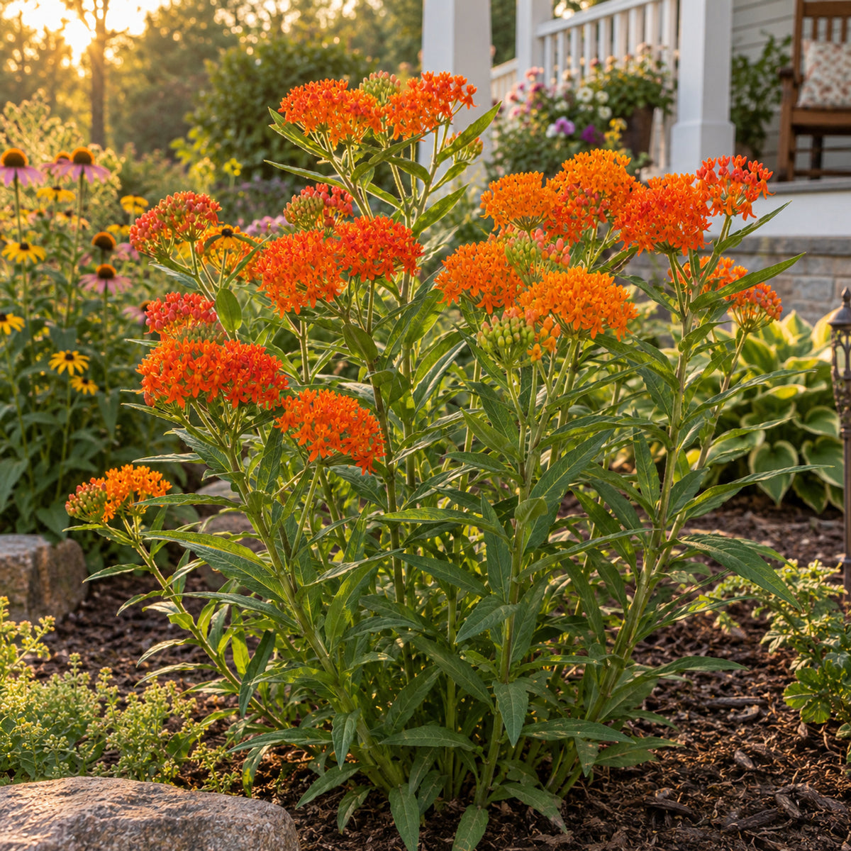 Butterfly Milkweed Seeds growing in a home garden