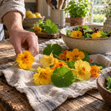 Butterscotch Nasturtium Flower Seeds harvest up close