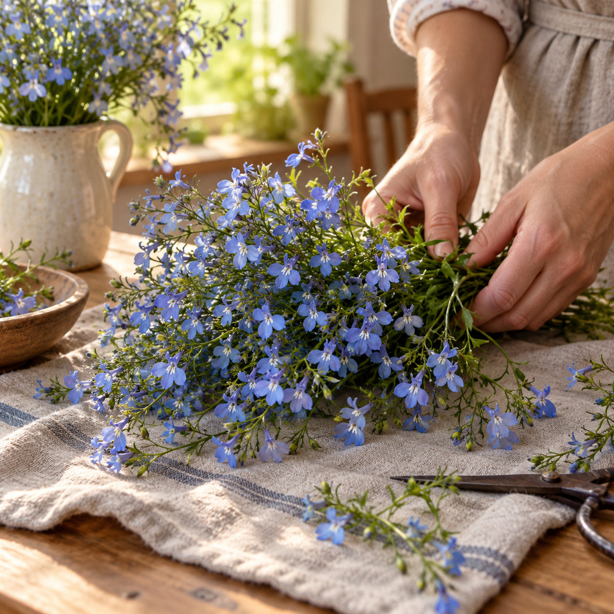 Cambridge Blue Lobelia Seeds harvest up close