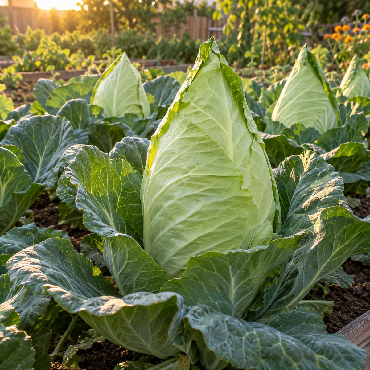Caraflex Cabbage Seeds growing in a home garden