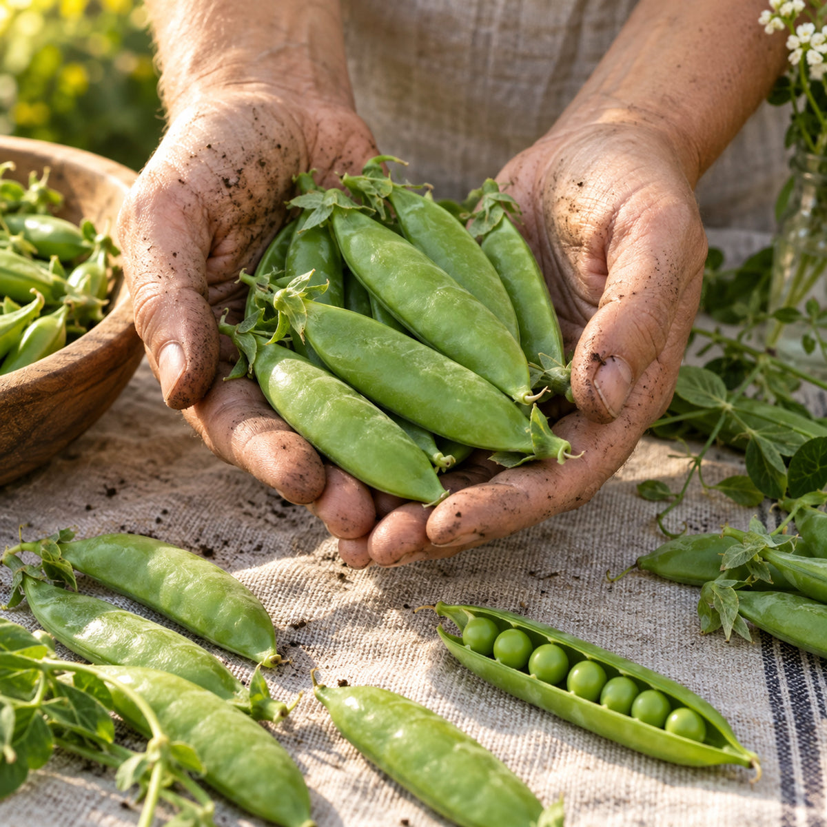 Cascadia Snap Pea Seeds harvest up close