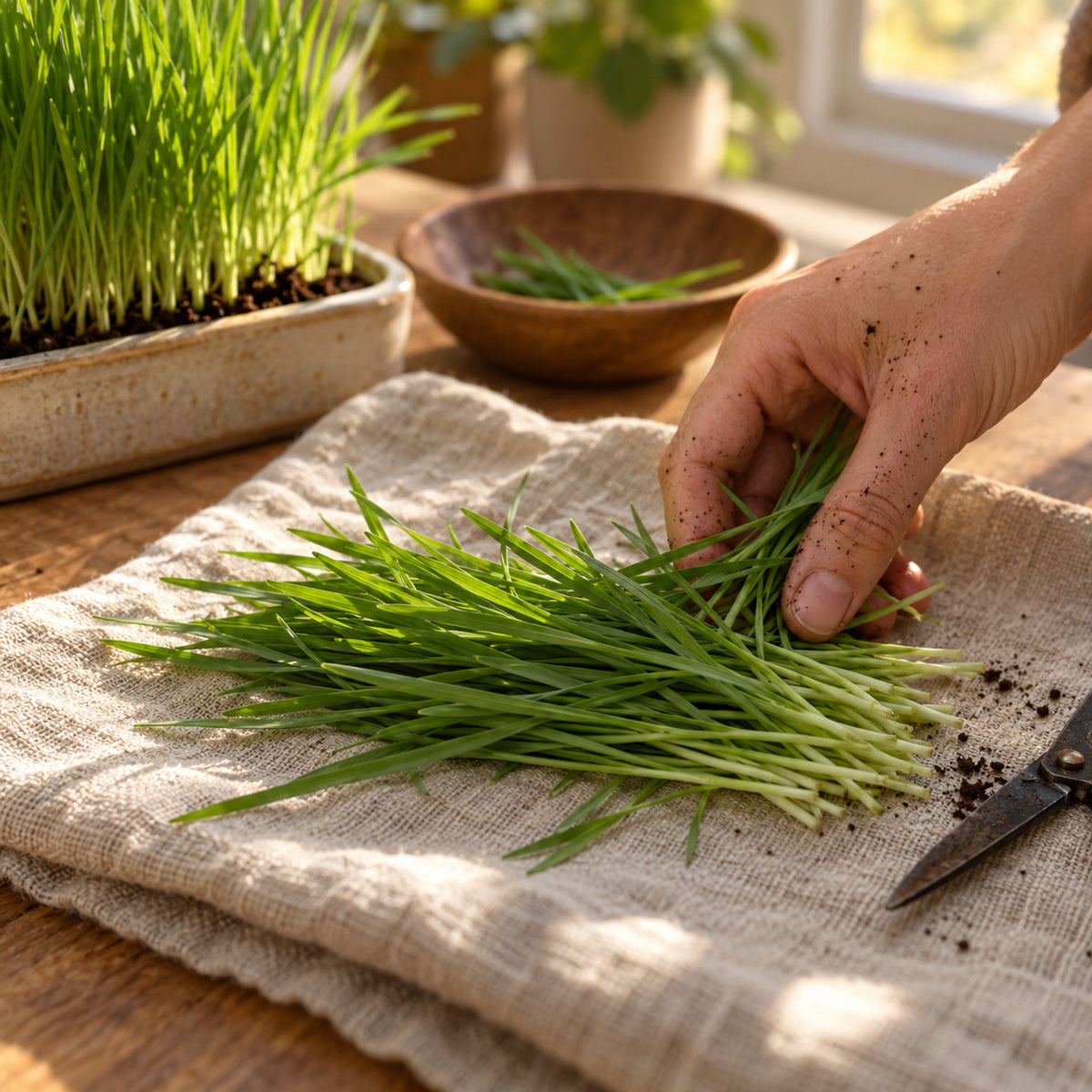 Cat Grass Indoor Growing Seeds harvest up close