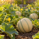 Charentais Cantaloupe Melon Seeds growing in a home garden
