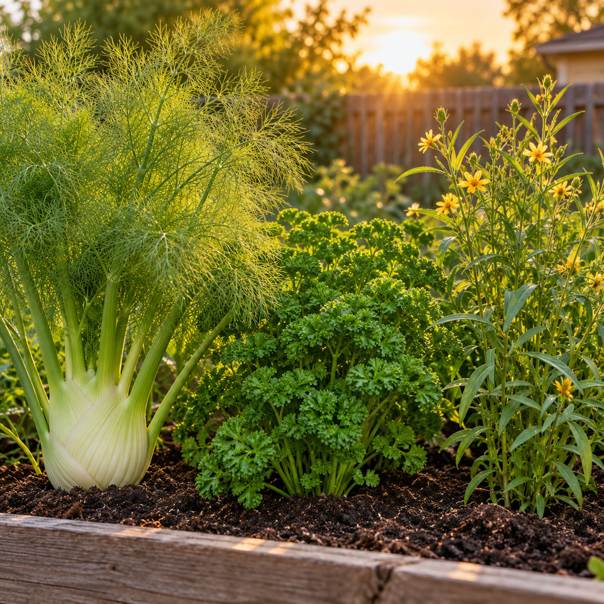 Chefs Herb Garden Seed Bundle growing in a home garden