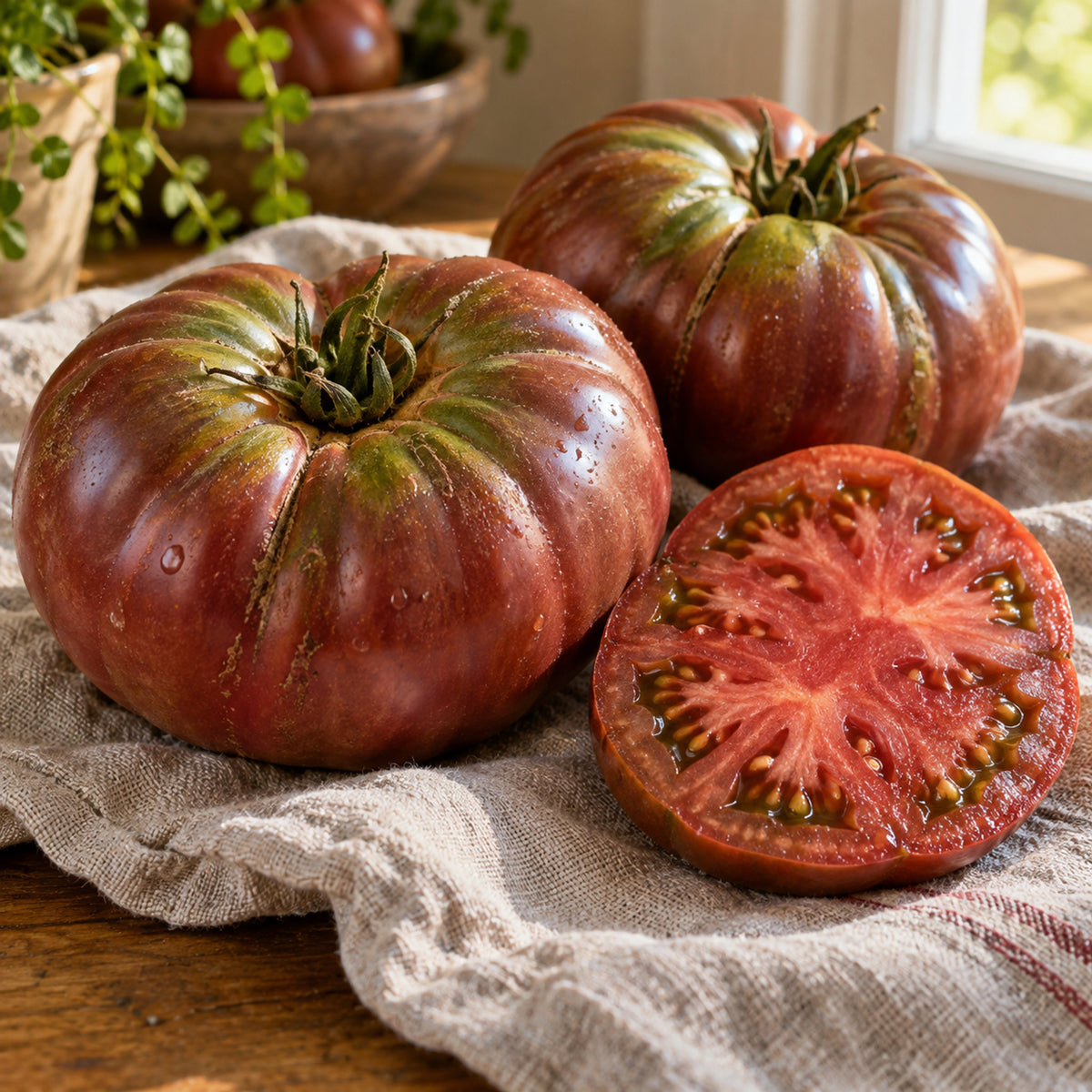 Cherokee Purple Pole Tomato Seeds harvest up close