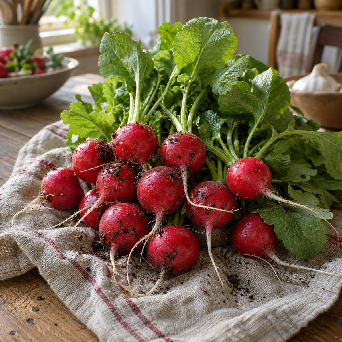Cherry Belle Radish Heirloom Seeds harvest up close