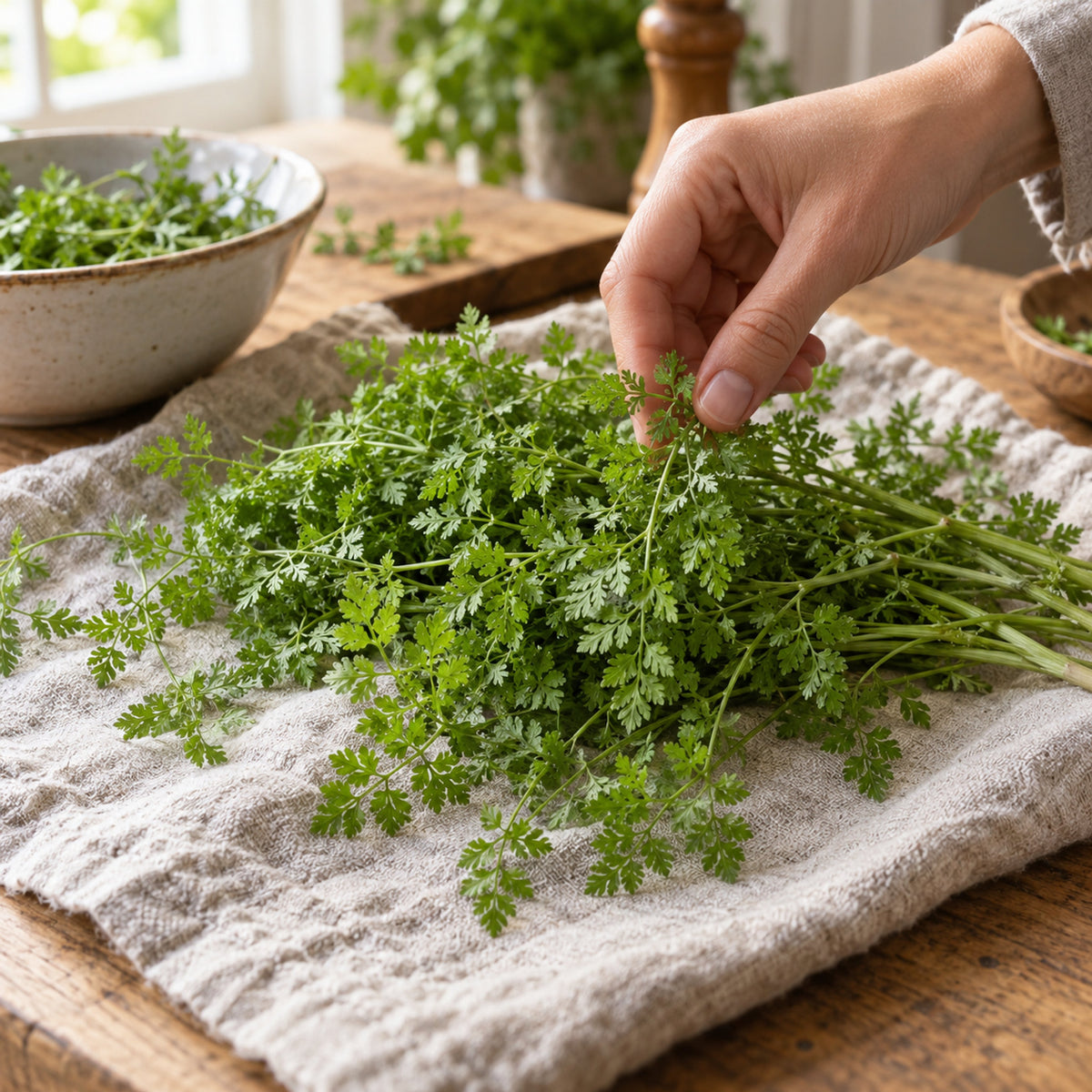 Chervil Seeds harvest up close