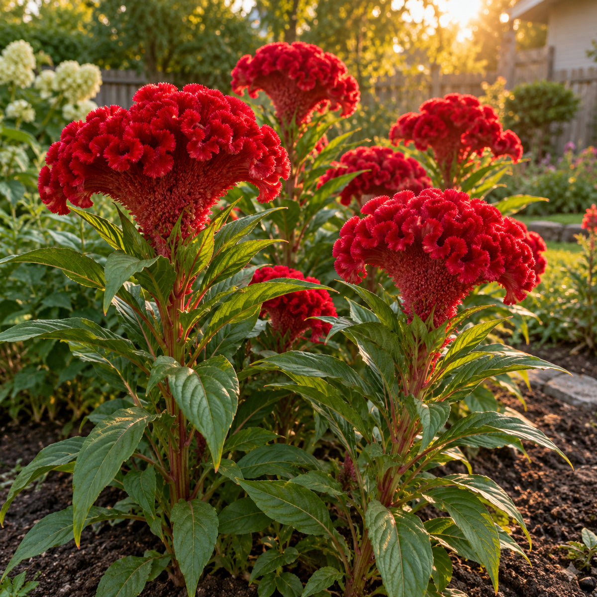 Chief Red Flame Celosia Seeds growing in a home garden