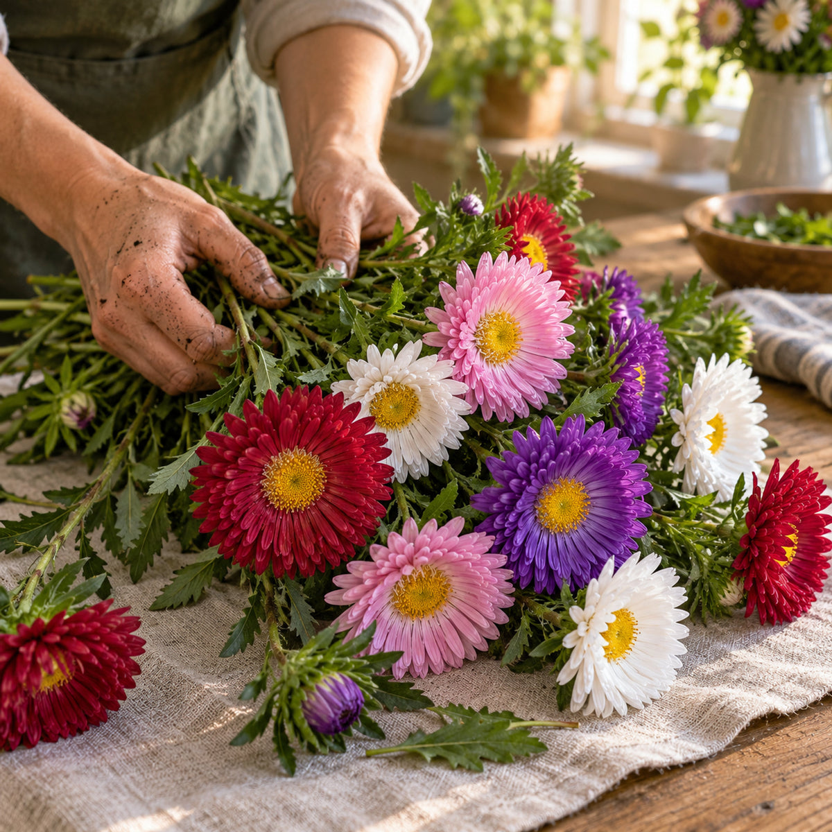 China Aster Blend Aster Seeds harvest up close