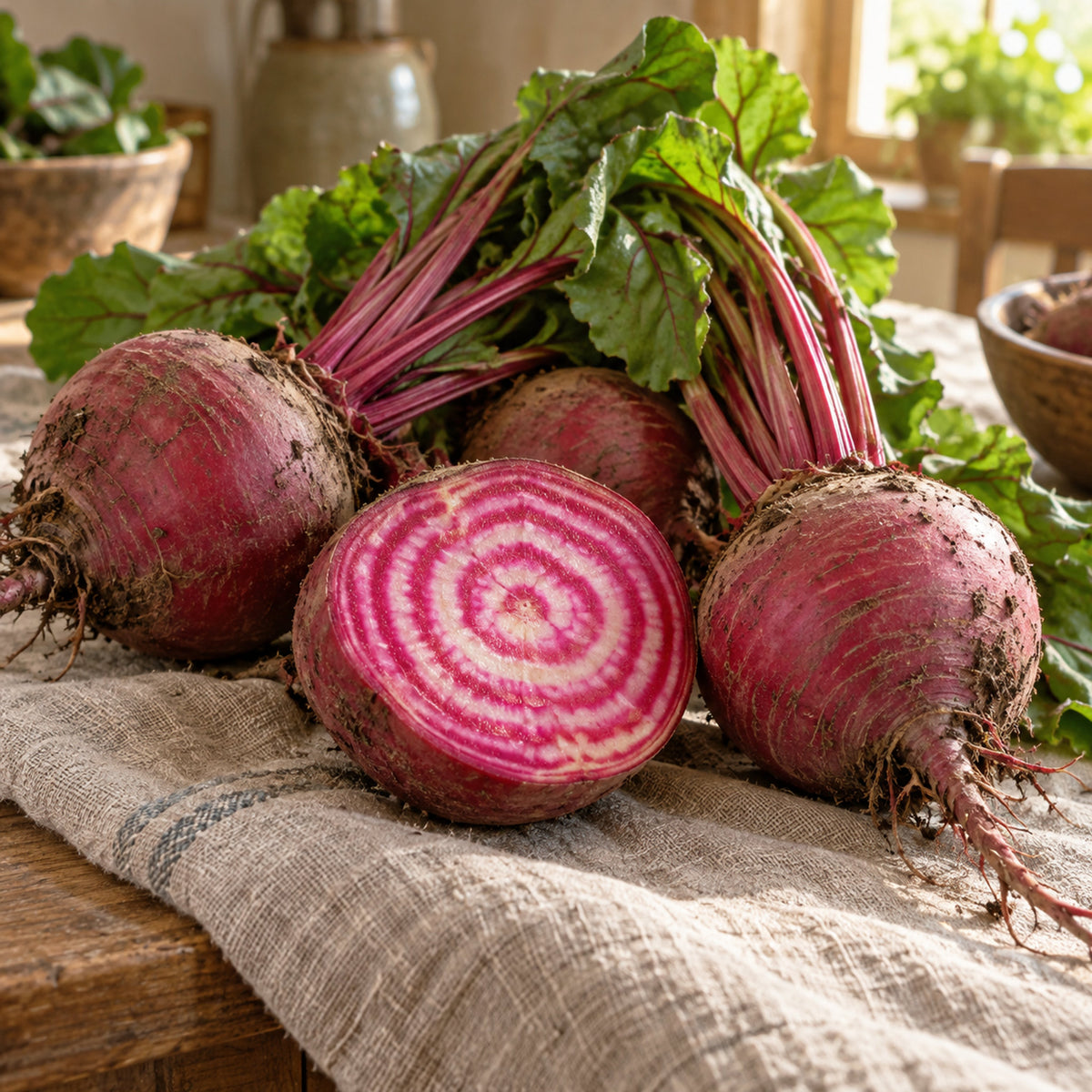 Chioggia Beet Seeds harvest up close