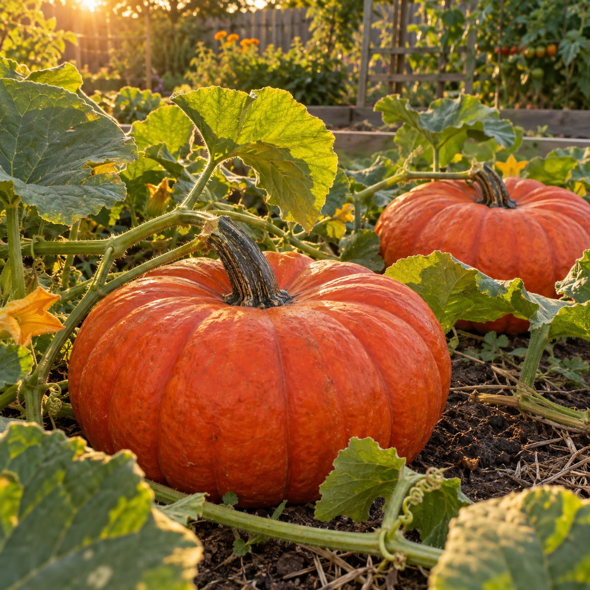 Cinderella Pumpkin Seeds growing in a home garden